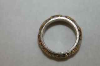 Vintage Chinese Export Solid Silver Ring Gold Accents Sz 4.  5 3