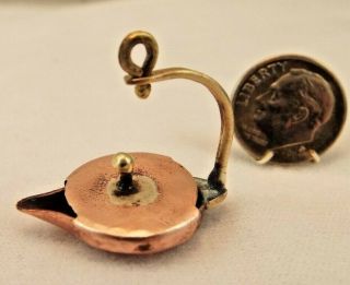 Dollhouse Miniature Vintage Artisan Signed Brass And Copper Oil Lamp