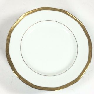 Vtg Theodore Haviland Limoges France Set Of 8 Dinner Plates White With Gold Trim