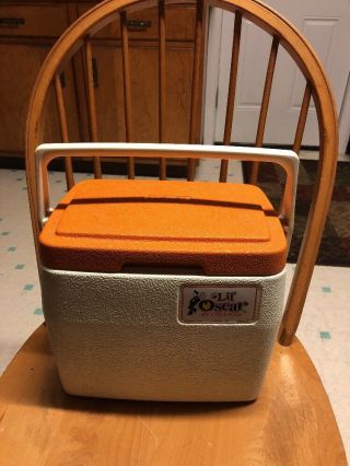 Vintage 1980 Orange/white Coleman Lil’ Oscar 8 Qt Cooler Lunchbox 5272