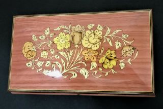Vintage Italian Inlaid Wood Musical Jewelry Box 10 " X6 "