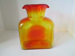 Vintage Blenko Amberina Art Glass Pitcher Water Jug Dual Spout Smooth Midcentury