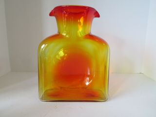 Vintage BLENKO Amberina Art Glass Pitcher Water Jug Dual Spout Smooth MidCentury 5