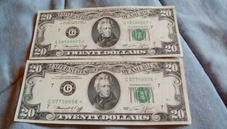 $20 Star Note 1974 G Code Vintage Currency Bill