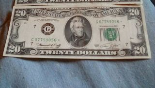 $20 star note 1974 g code vintage currency bill 2