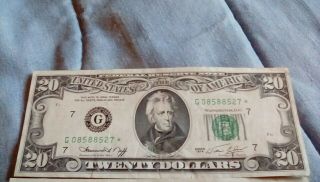 $20 star note 1974 g code vintage currency bill 3