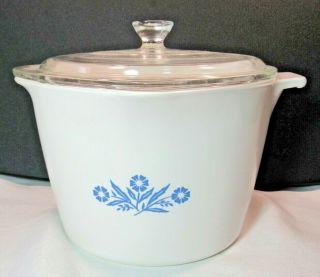 Vintage Corning Ware Blue Cornflower 8 Cup Measuring 2 Qt Saucemaker Pot W Lid