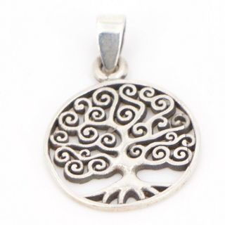 Vtg Sterling Silver - Tree Of Life Spiral Cutout Pendant - 3g