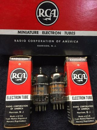 2 Nos Nib Matched Rca Ge 12ay7 Square Getter Audio Tubes Usa 1960 