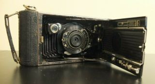 Vintage Eastman Kodak Ia Folding Pocket Camera With Leather Case (brown Color)
