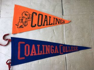 2 Vintage Felt Pennants For Coalinga College Calif.  Look