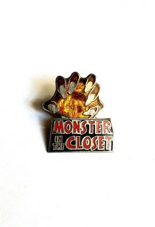Vintage 1986 Monster In The Closet Movie Promo Pin - Paul Walker Fergie Horror