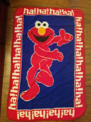 Vintage Elmo Red Blue Ha Ha Baby Blanket Tickle Me Sesame Street Plush Lovey