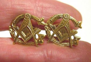 12k Gold Filled Masonic Cufflinks Vintage 4.  6 Grams