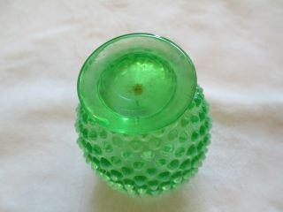 Vintage Fenton Opalescent Green Hobnail Perfume Bottle Vase with Stopper 6