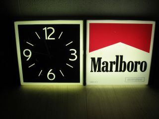 Vintage Marlboro Lighted Horizontal Vertical Clock 1994