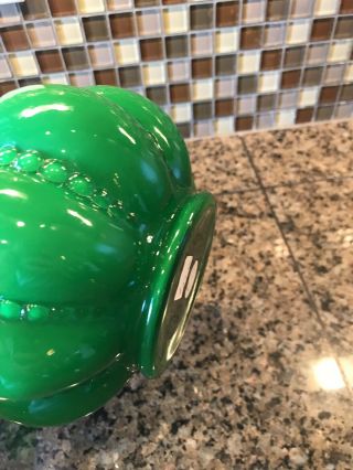 Vintage Fenton Green Overlay Beaded Melon Jack In The Pulpit Vase 8