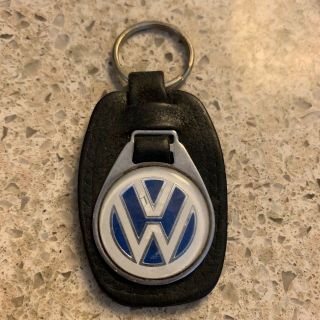 Vintage Vw Volkswagen Black Leather Keychain