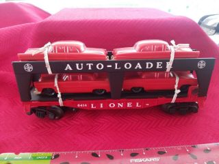 Vintage Lionel Evans 6414 Auto - Loader With 4 U.  S.  Made Lionel Plastic Cars Red