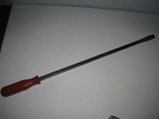 Vintage Mac Tools Red Handle Prybar Flat Head Screwdriver Pl18ar Mechanic