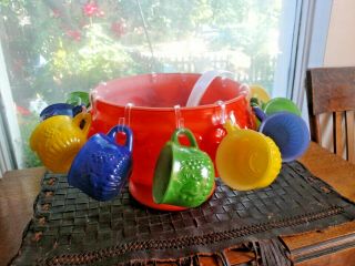 Vintage Jeanette Glass Slick And Sassy Punch Bowl Set Complete