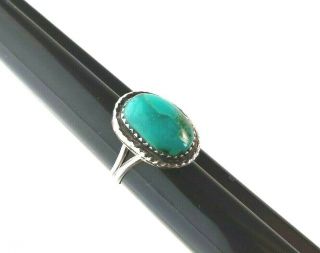 Vintage Sterling Silver Oval Shape Cerrillos Turquoise Ring Southwest Size 6.  5