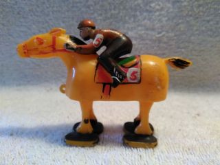 Vintage 1961 Louis Marx & Co Hard Plastic Ramp Walker Race Horse W/rider Jockey