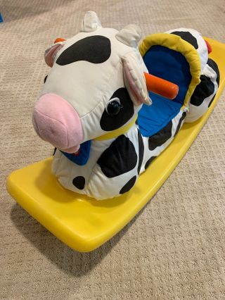 Vintage Little Tikes Cow Rocking Chair Toy Ride On Fabric Rocker
