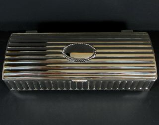 Vintage Godinger Art Deco Jewelry Box Silver Plated Red Velvet Lining W/ Mirror