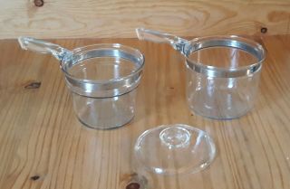 Vintage 3 piece Pyrex Flameware Glass Double Boiler Pot with Lid 1 1/2 qt 6283 6
