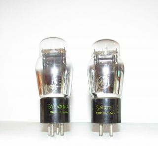 Matched Pair - Pre Wwii Sylvania Type 45 St Amplifier Tubes.  Tv - 7 Test Strong.