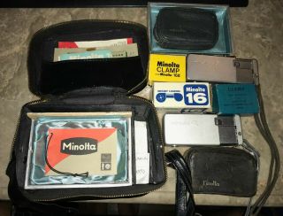 Minolta 16 Subminiature Camera W/ Case & Manuals