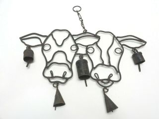 Vintage Rustic Cow Shaped Cow Bell Wind Chime Rustic Country Ac1a0419