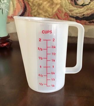 Vintage Tupperware 2 Cup 16 Oz.  Measuring Pitcher Red Lettering 1669 - 4