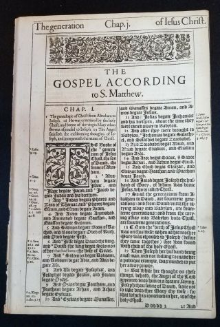 Private Listing For 1611 King James Bible Leaf,  4th Issue 1634 Matthew Title