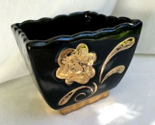Vintage Mid Century Modern Art Pottery Planter Vase " 24k Gold Made In Usa "