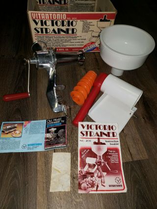 Vintage Victorio Strainer No 200 Food Mill Canning Freezing Box Receipt