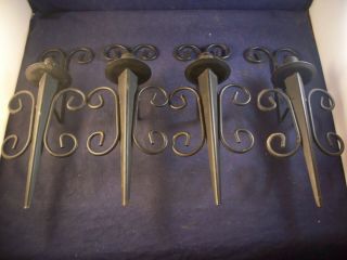 4 Vintage Iron Candle Holder Wall Sconces Rustic Gothic