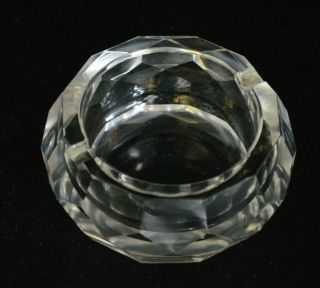 Vintage Octagonal Diamond Facet Cut Clear Crystal Glass Ashtray
