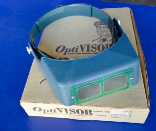 Vintage Optivisor Optical Glass Binocular Magnifier Model Da - 3 Box