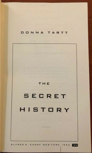 The Secret History by Donna Tartt HBDJ,  Chip Kidd Cover,  First Edition SIGNED 3