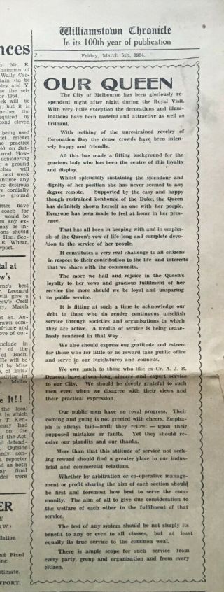 Vintage 1954 WILLIAMSTOWN CHRONICLE Newspaper Melbourne Australian Australia pic 4