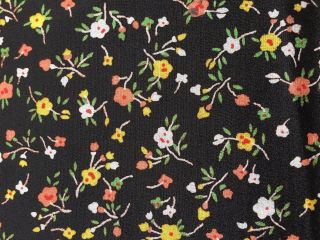Vintage Silk Crepe Fabric - Small Floral - & Authentic - 1940s - 2.  27 Yds