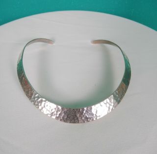 Vintage Sterling Silver Hammered 925 Mexican Taxco Jrm Collar Choker Necklace