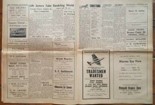 Vintage 1954 WILLIAMSTOWN CHRONICLE Newspaper Melbourne Australian Australia 1 4