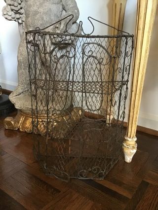 Vintage Shabby Industrial Wire Hanging Cabinet Curio 3