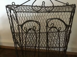 Vintage Shabby Industrial Wire Hanging Cabinet Curio 7