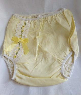 Vintage Dorsey " Dress Up " Yellow Rubber Waterproof Baby Pants Diaper Cover L