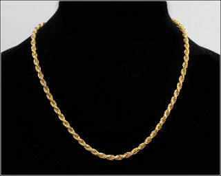 Vintage Itaor Italy Gold Plated Sterling Silver Rope Necklace,  Size 17 "
