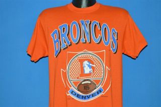 Vintage 90s Denver Broncos Orange Blue Logo Nfl T - Shirt Football Medium M